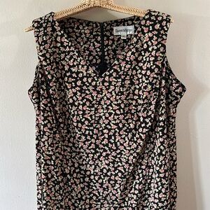 Danny & Nicole midi black floral dress ruffle hem size 18W